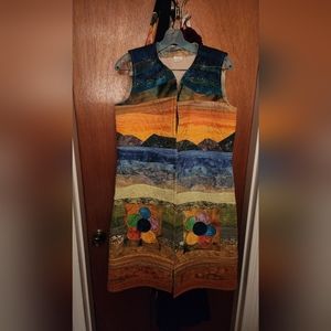 Handmade quilted long best, warm layer under coats